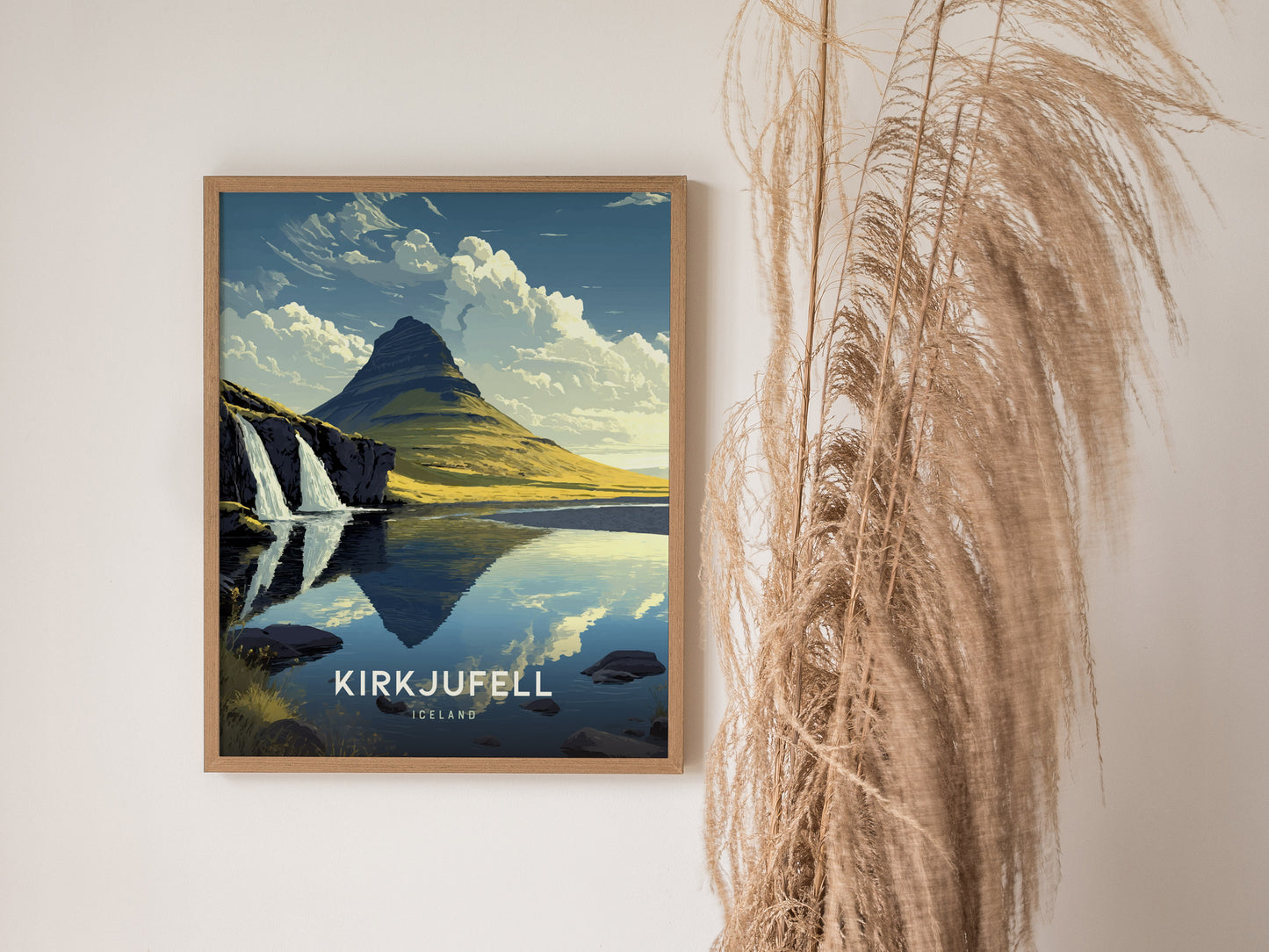 Kirkjufell Iceland Travel Poster | Church Mountain Nature Wall Art