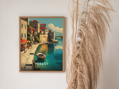 Perast Montenegro Poster | Bay of Kotor Coastal Wall Art Print