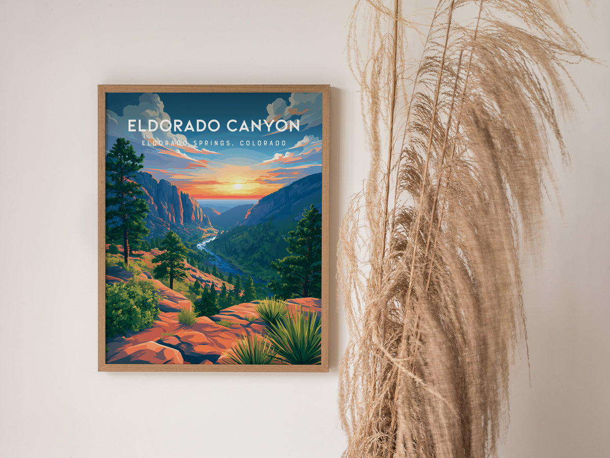 Eldorado Canyon, Eldorado Springs, Colorado Poster | Rocky Mountain Adventure Framed or Unframed Wall Art — styled in a moder