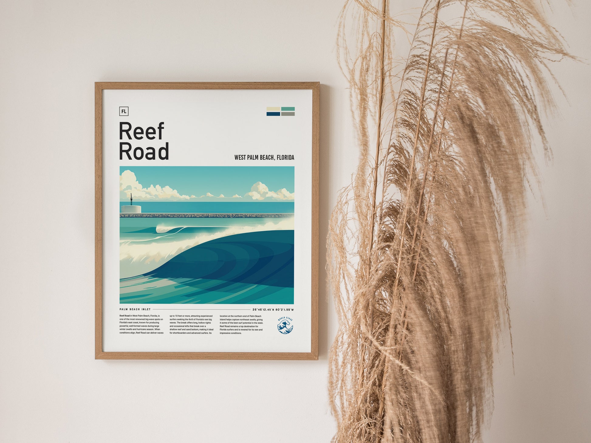 Reef Road Wave Poster | Florida Surf Spot Art | Minimalist Ocean Gift