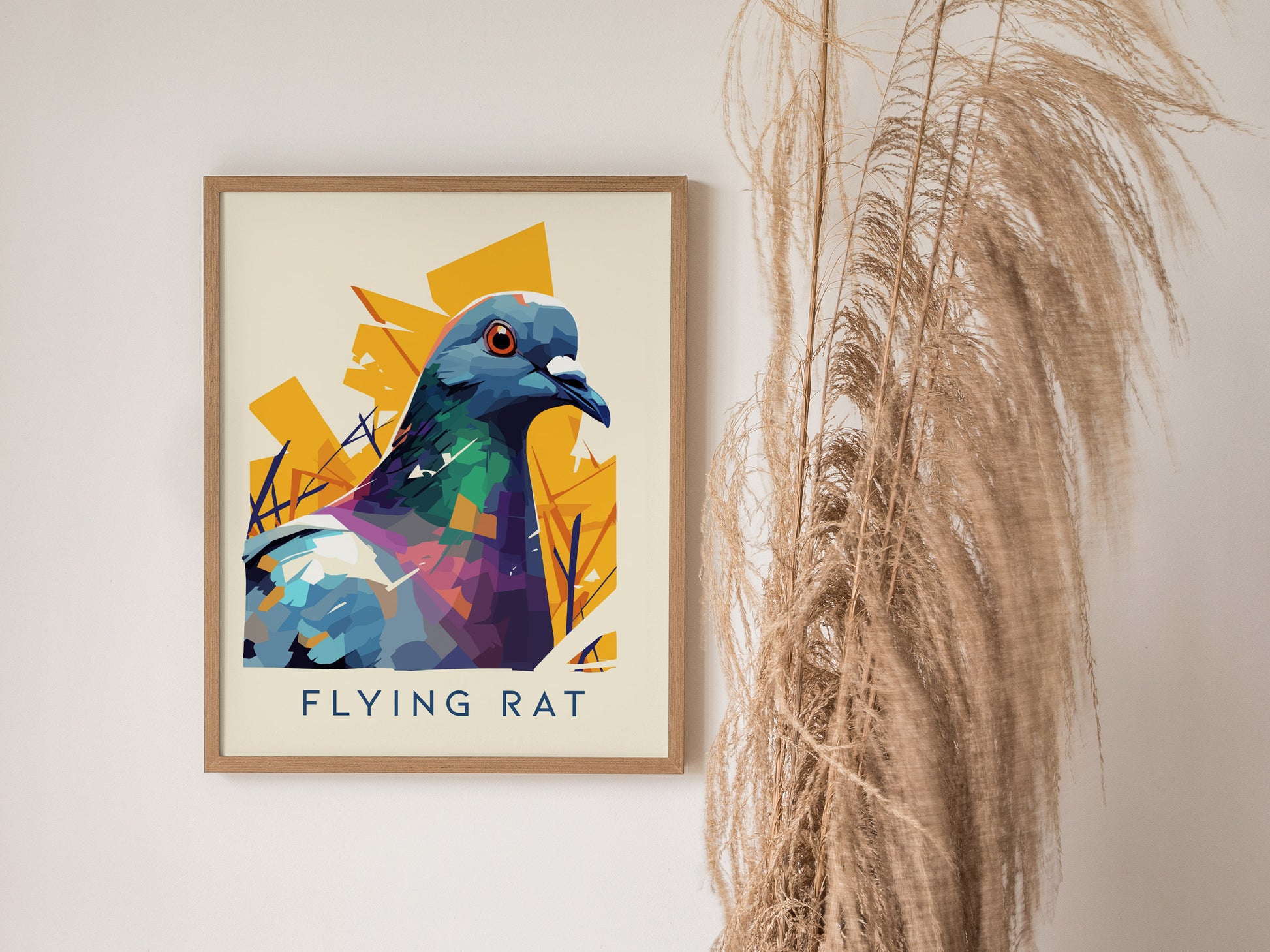 Flying Rat Pigeon Poster | Urban Wildlife Wall Art | Framed or Unframed
