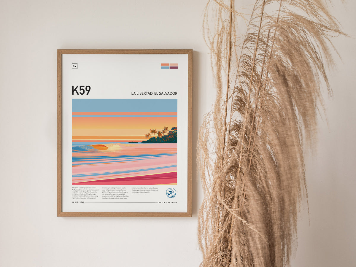 K59, La Libertad, El Salvador Poster | Tropical Surf Wall Art — styled in a modern interior