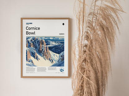Cornice Bowl, Mammoth Poster | Alpine Print Ski Lodge Decor Wall Art — styled in a modern interior
