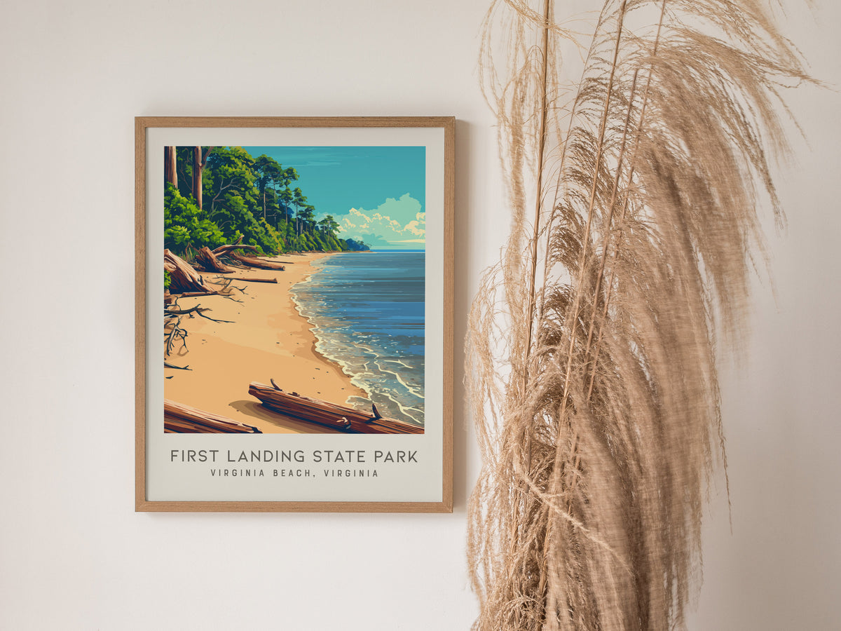 First Landing State Park Matte Border Poster | Virginia Beach, Virginia Coastal Beach Decor — styled in a modern interior