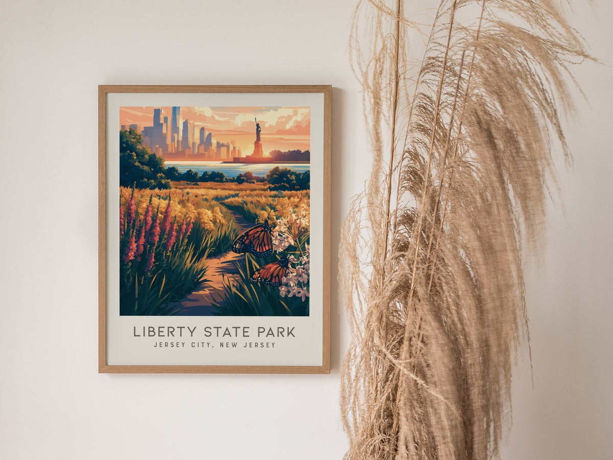 Liberty State Park Matte Border Poster | Jersey City, New Jersey Destination Print — styled in a modern interior