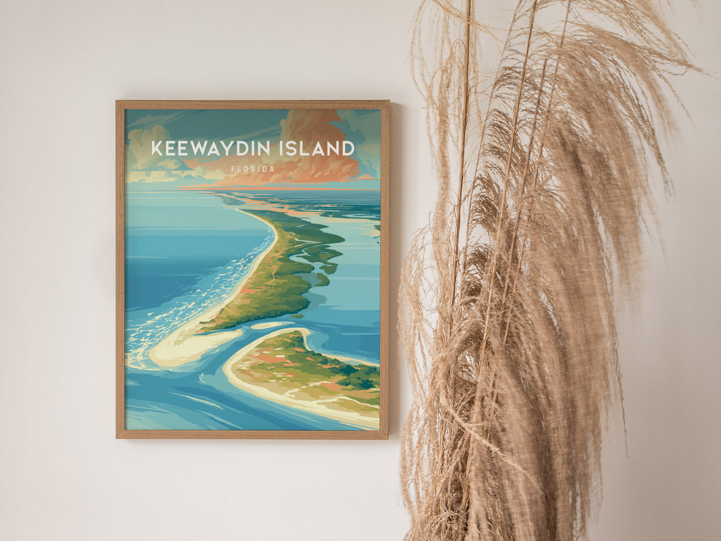 Keewaydin Island, Florida Poster | Secluded Beach & Coastal Decor Wall Art — styled in a modern interior