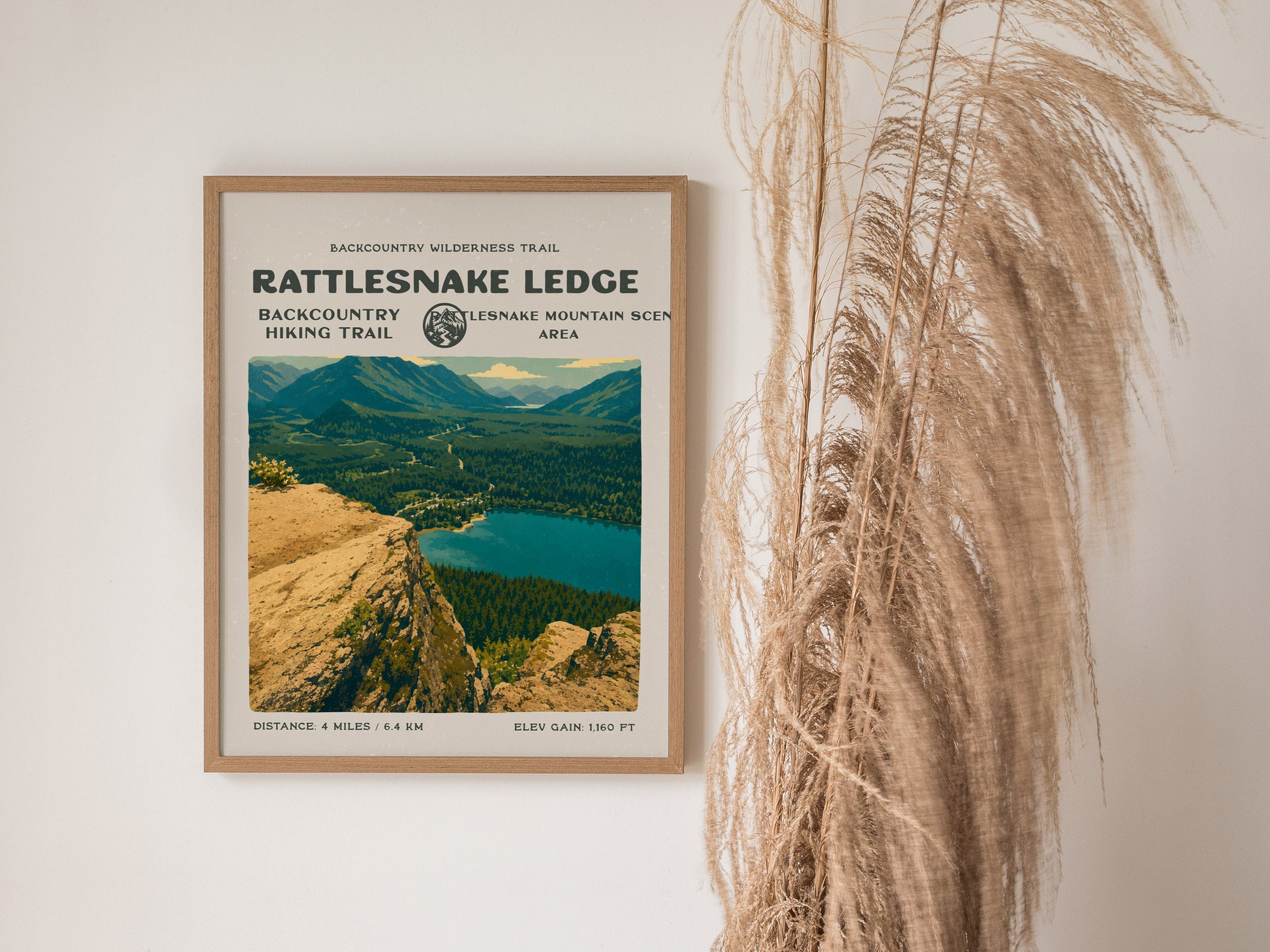 Rattlesnake Ledge, North Bend Poster | Hiker Gift | Bold Summit Views Wall Art — styled in a modern interior