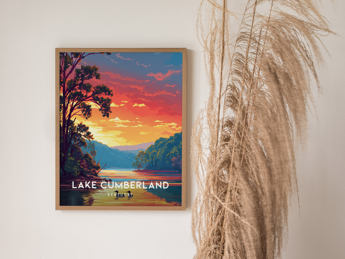Lake Cumberland, Kentucky Poster | Lakeside Vacation Wall Art — styled in a modern interior