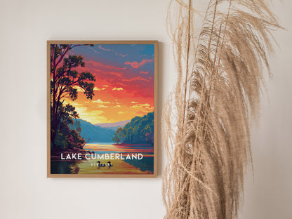 Lake Cumberland, Kentucky Poster | Lakeside Vacation Wall Art — styled in a modern interior