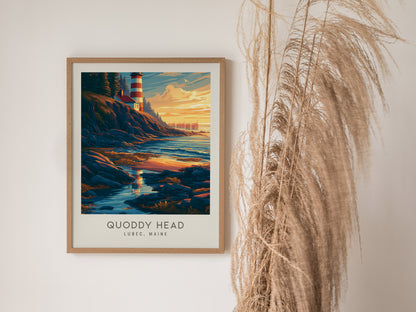 Quoddy Head Matte Border Poster | Lubec, Maine Coastal Beach Decor — styled in a modern interior