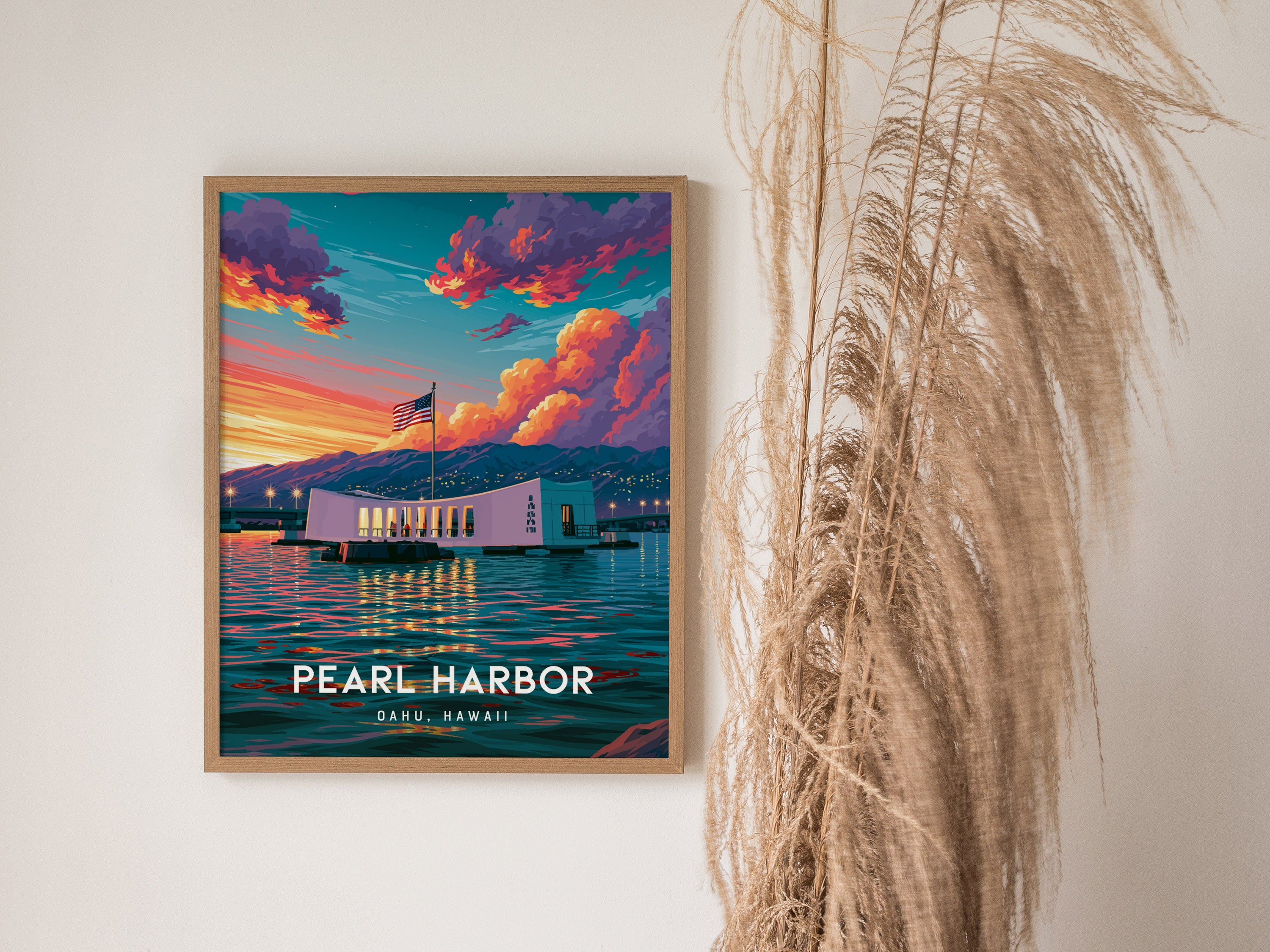 Pearl Harbor, Oahu Poster | Historic Harbor & Memorial Wall Art