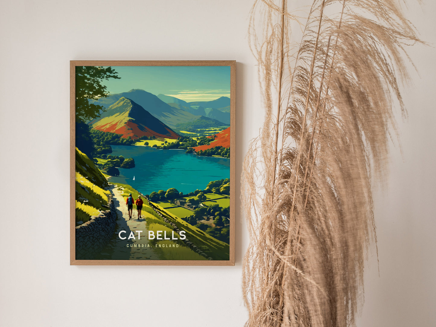 Cat Bells Hiking Print | England Travel Poster Lake District Art