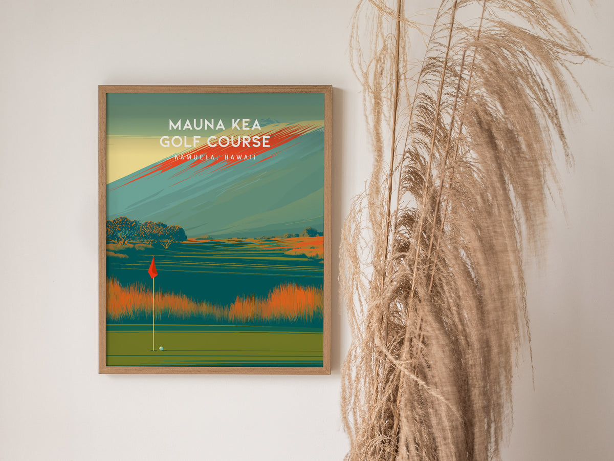Mauna Kea Golf Course, Kamuela, Hawaii Poster | Tropical Links Golfer Gift Wall Art — styled in a modern interior