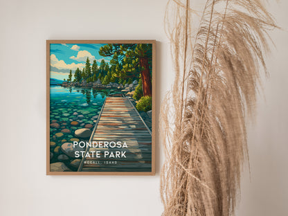 Ponderosa State Park, McCall, Idaho Poster | Mountain Lake Wilderness Framed or Unframed Wall Art — styled in a modern interi
