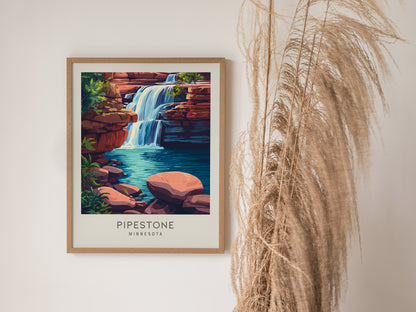 Pipestone Matte Border Poster | Minnesota Travel Wall Art — styled in a modern interior
