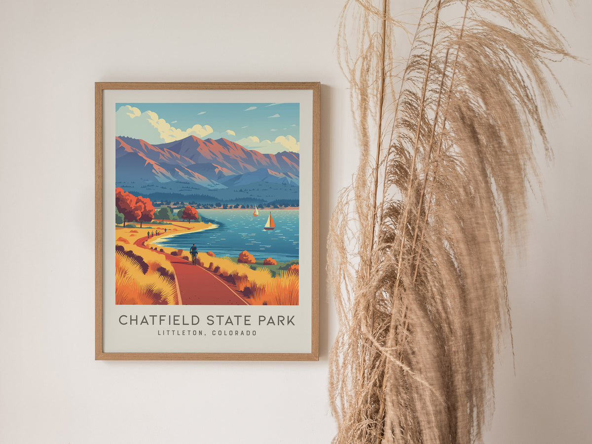Chatfield State Park Matte Border Poster | Littleton, Colorado Travel Wall Art — styled in a modern interior