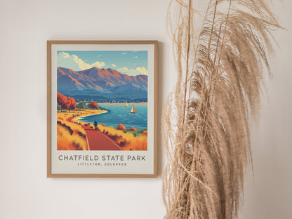 Chatfield State Park Matte Border Poster | Littleton, Colorado Travel Wall Art — styled in a modern interior