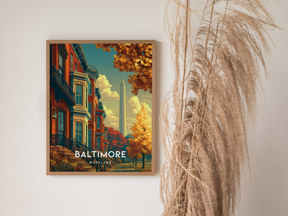 Baltimore, Maryland Poster | Harbor Skyline & Charm City Wall Art — styled in a modern interior