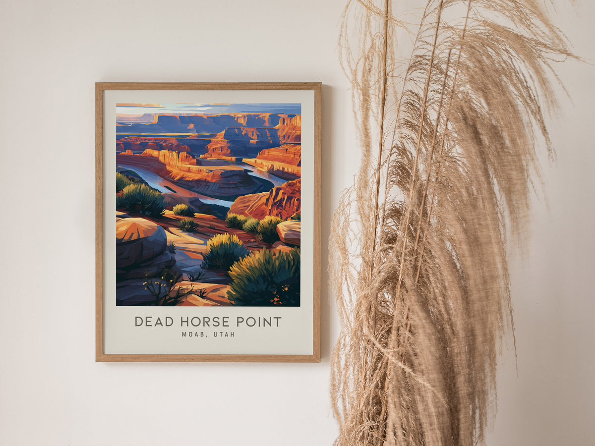 Dead Horse Point Matte Border Poster | Moab, Utah Desert Canyon Travel Gift — styled in a modern interior