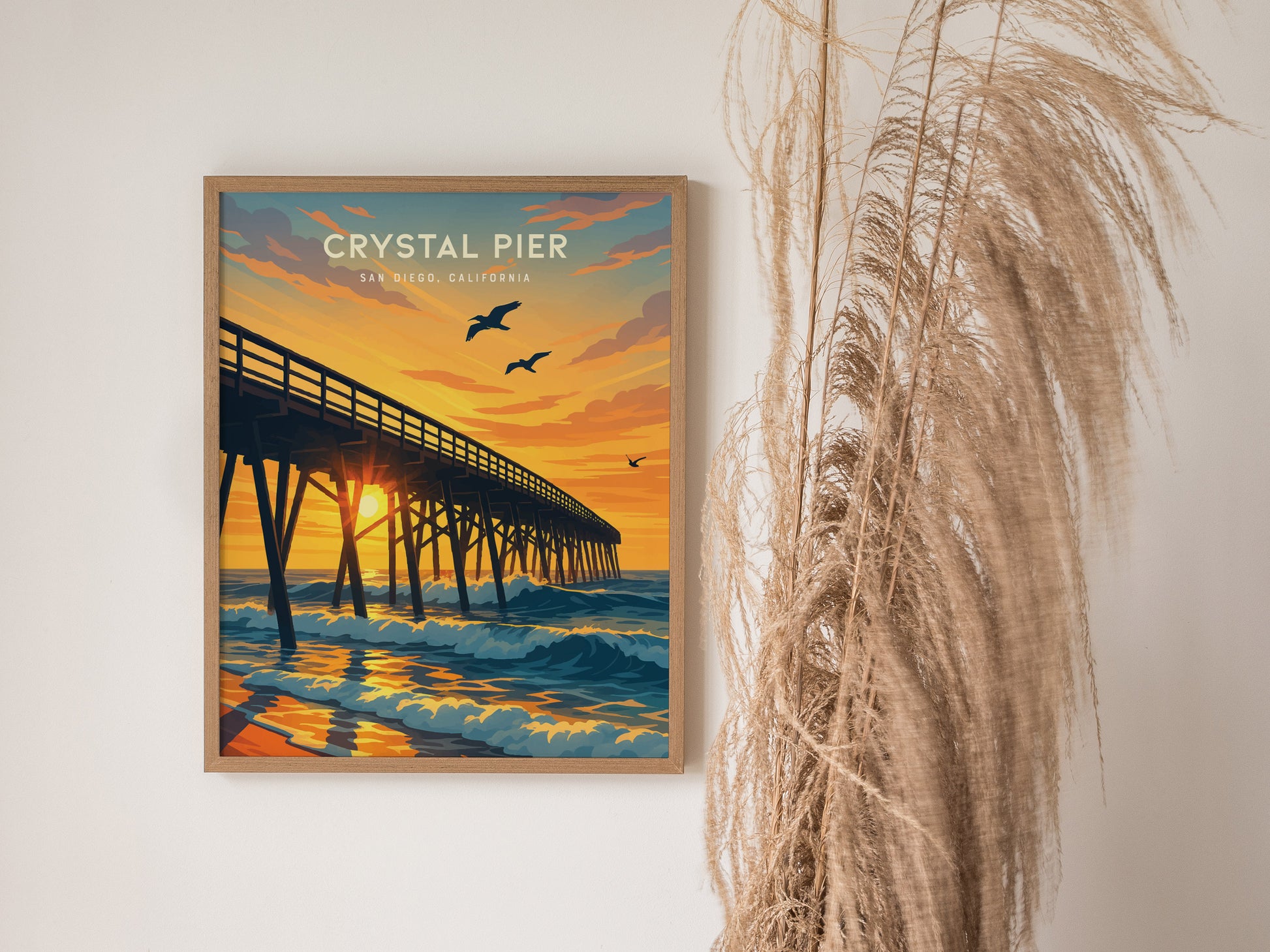 Crystal Pier San Diego Poster | Pacific Beach Coastal Wall Art