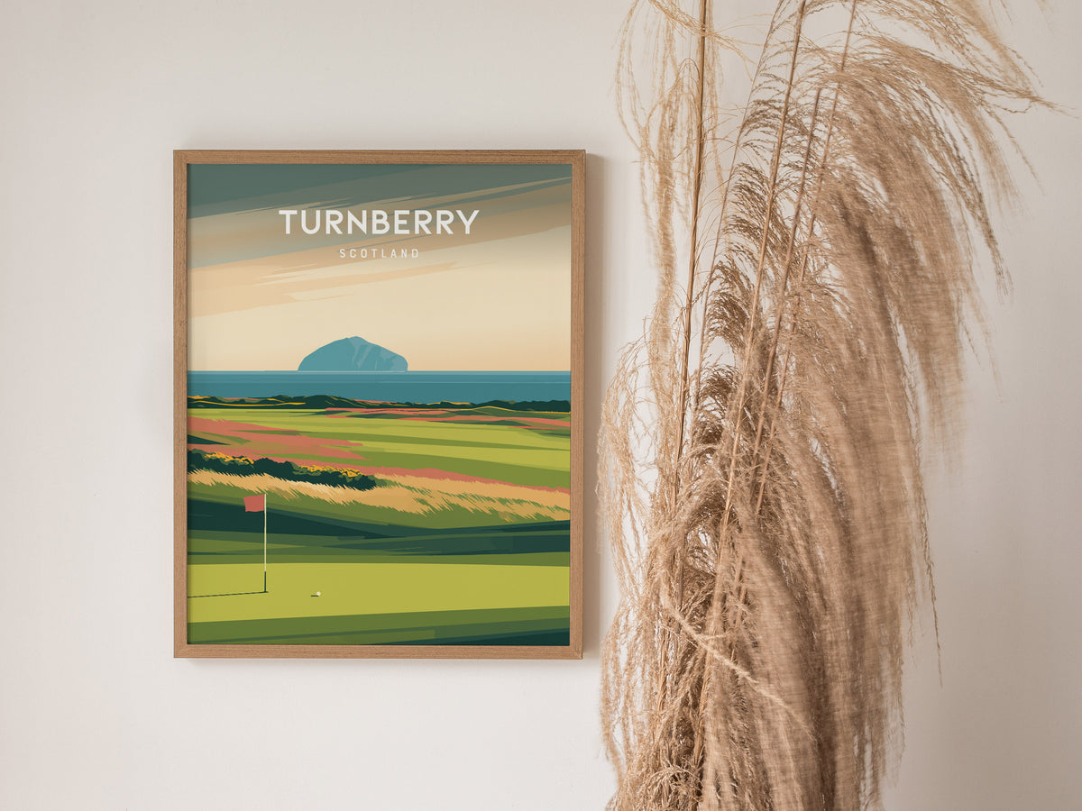 Turnberry, Scotland Poster | Links Poster & Golfer Gift Wall Art — styled in a modern interior