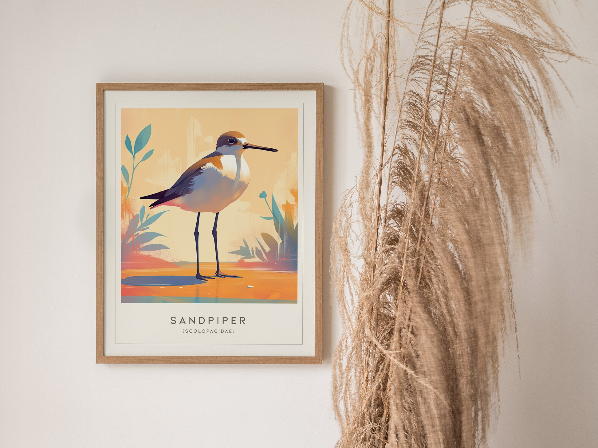 Sandpiper Poster | Beach Bird Art | Coastal Shorebird Wall Print Gift