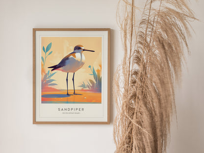 Sandpiper Poster | Beach Bird Art | Coastal Shorebird Wall Print Gift