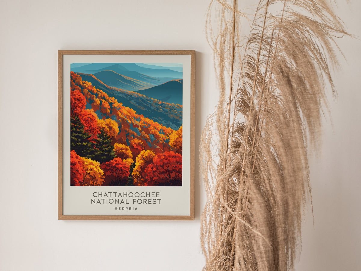 Chattahoochee National Forest Matte Border Poster | Georgia Travel Wall Art — styled in a modern interior