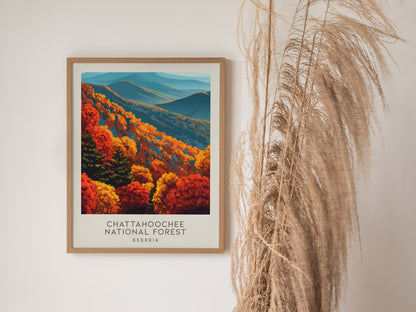 Chattahoochee National Forest Matte Border Poster | Georgia Travel Wall Art — styled in a modern interior