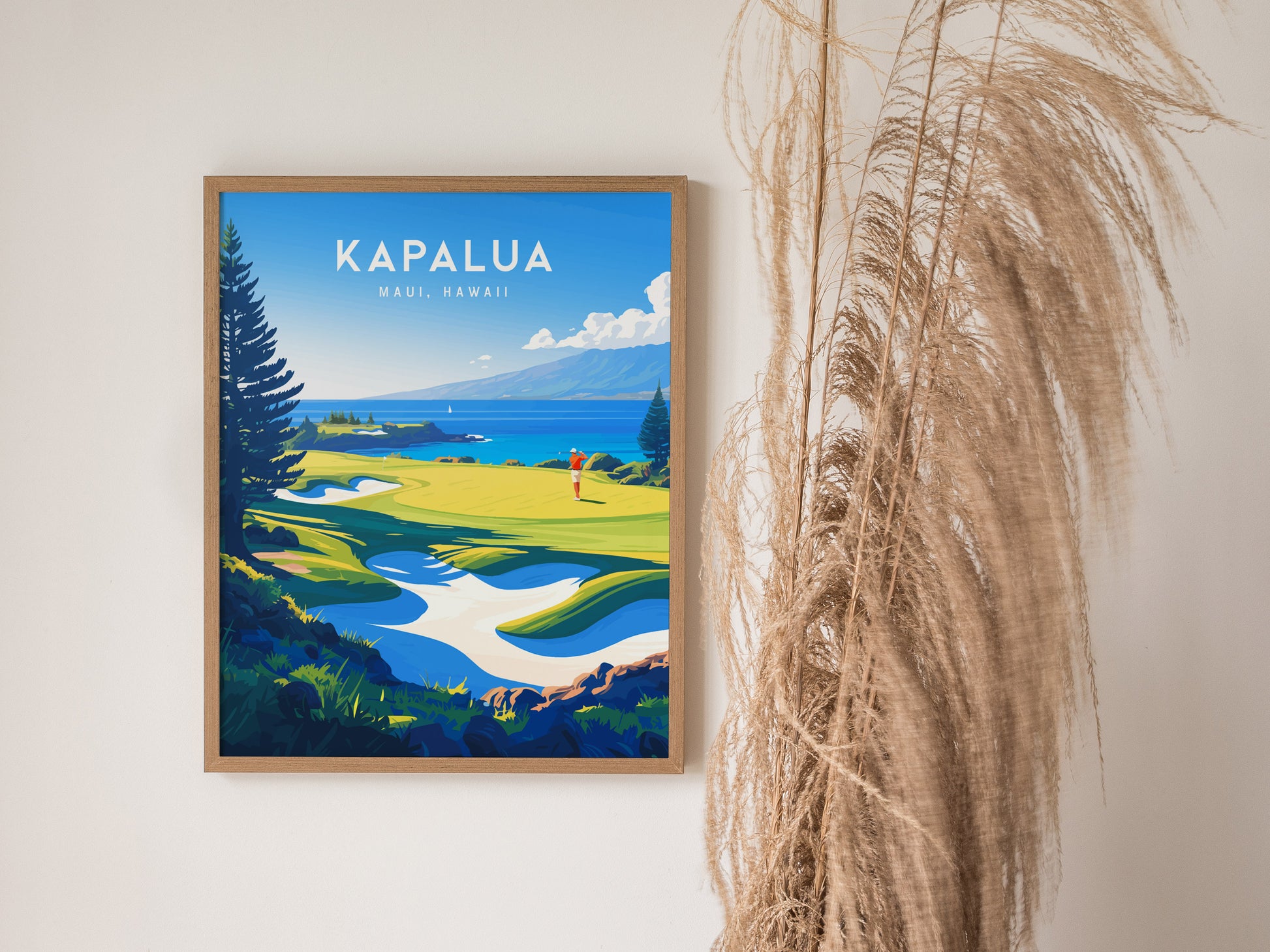 Kapalua Golf Course Poster | Maui Hawaii Coastal Fairway Wall Art