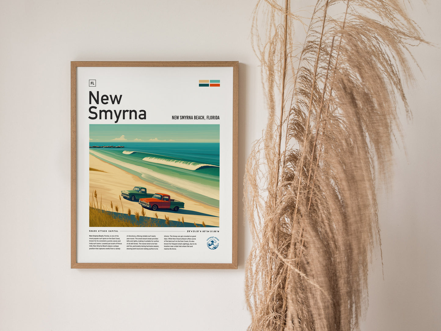 New Smyrna Beach Surf Poster | Florida Surf Spot Wall Art