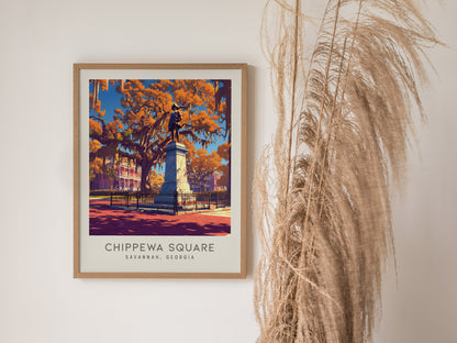Chippewa Square Matte Border Poster | Savannah, Georgia Travel Wall Art — styled in a modern interior