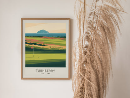 Turnberry Matte Border Poster | Scotland Travel Wall Art — styled in a modern interior