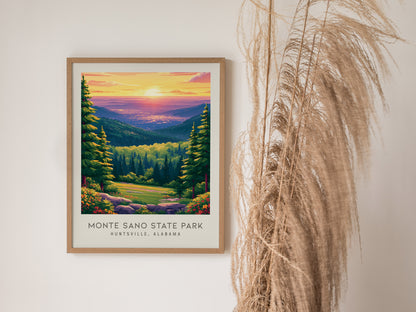 Monte Sano State Park Matte Border Poster | Huntsville, Alabama Travel Wall Art — styled in a modern interior