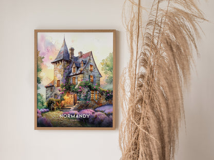 Normandy France Poster | Countryside Cottage Wall Art Print