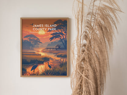 James Island County Park, Charleston, South Carolina Poster | Coastal Beach Decor Wall Art — styled in a modern interior