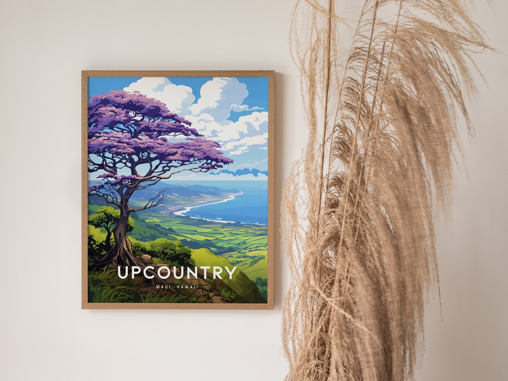 Maui Upcountry Jacaranda Poster | Makawao Kula Hawaii Art Paia