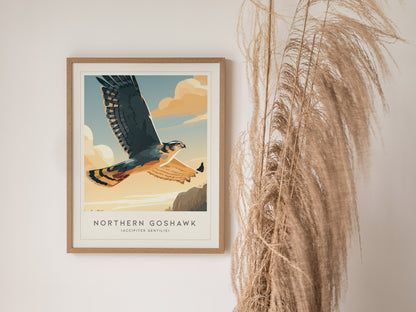 Northern Goshawk, Accipiter gentilis Poster | Fierce Raptor Bird Wall Art — styled in a modern interior