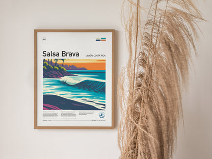 Salsa Brava, Limón, Costa Rica Poster | Caribbean Surf Wave Print Wall Art — styled in a modern interior