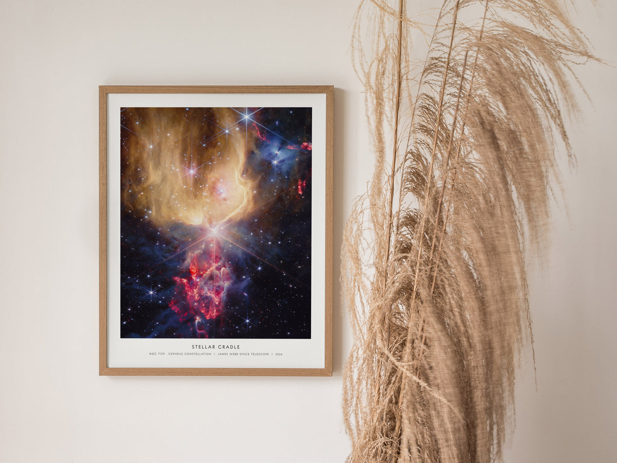 Stellar Cradle Poster | Ngc 7129 · Cepheus Constellation | NASA NGC 7129 Cepheus Constellation Space Photography Wall Art — s