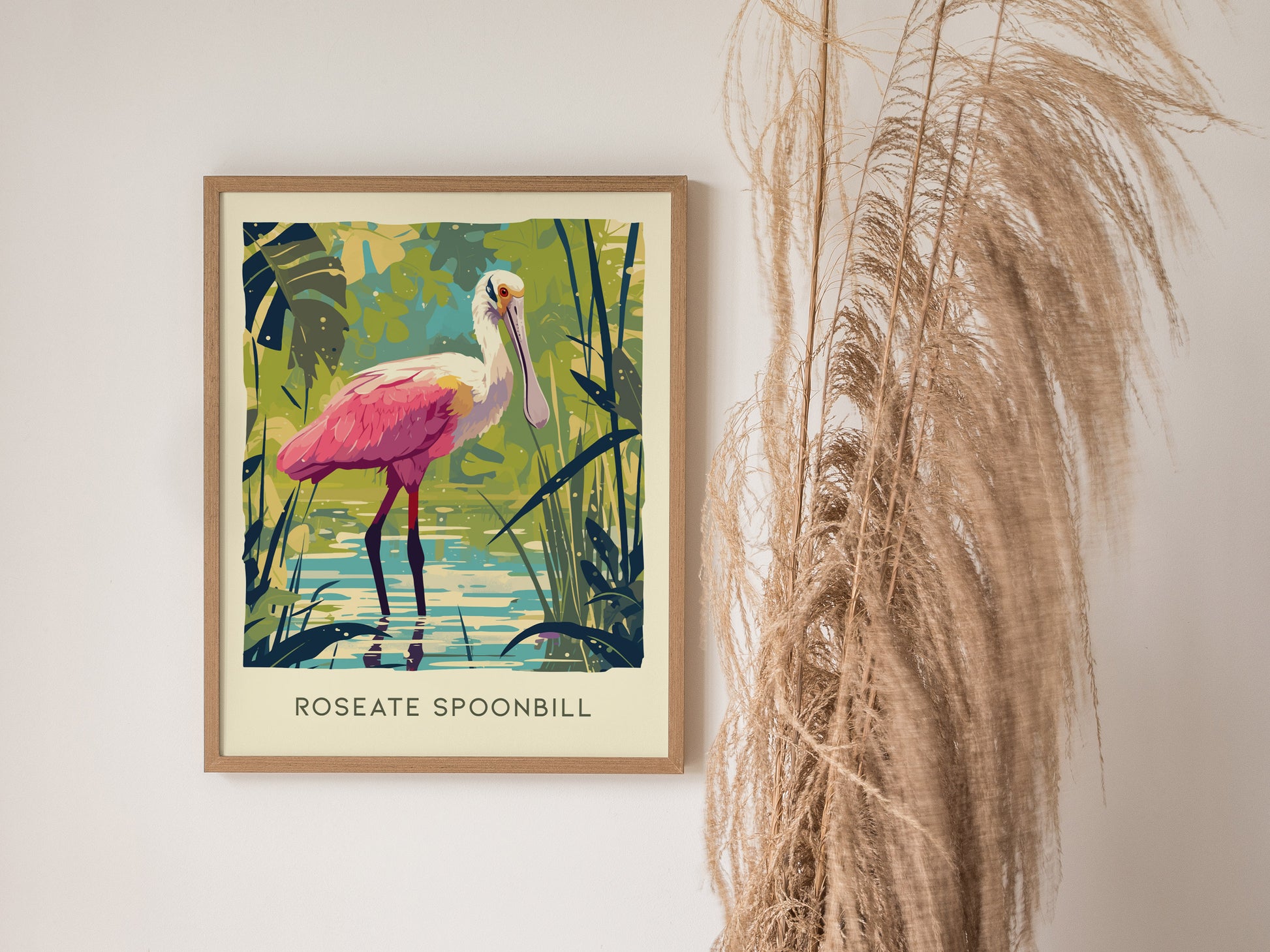 Roseate Spoonbill Art | Florida Pink Bird Poster Wildlife Gift