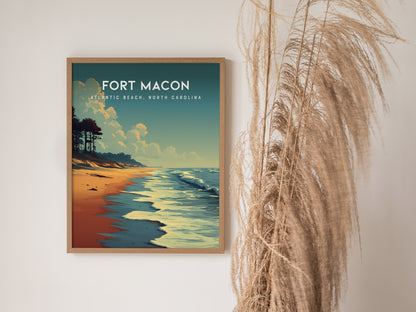 Fort Macon, Atlantic Beach, North Carolina Poster | Beach House Decor Wall Art — styled in a modern interior