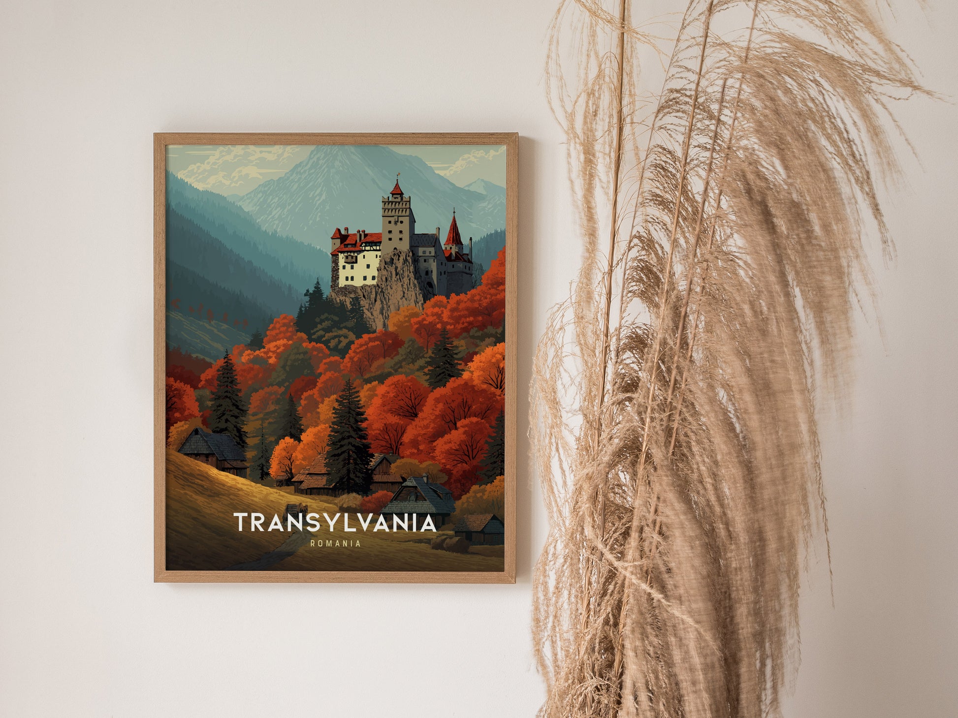 Transylvania Travel Poster | Romania Bran Castle Wall Art