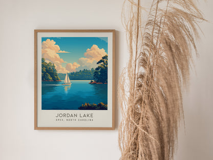 Jordan Lake Matte Border Poster | Apex, North Carolina Destination Print — styled in a modern interior
