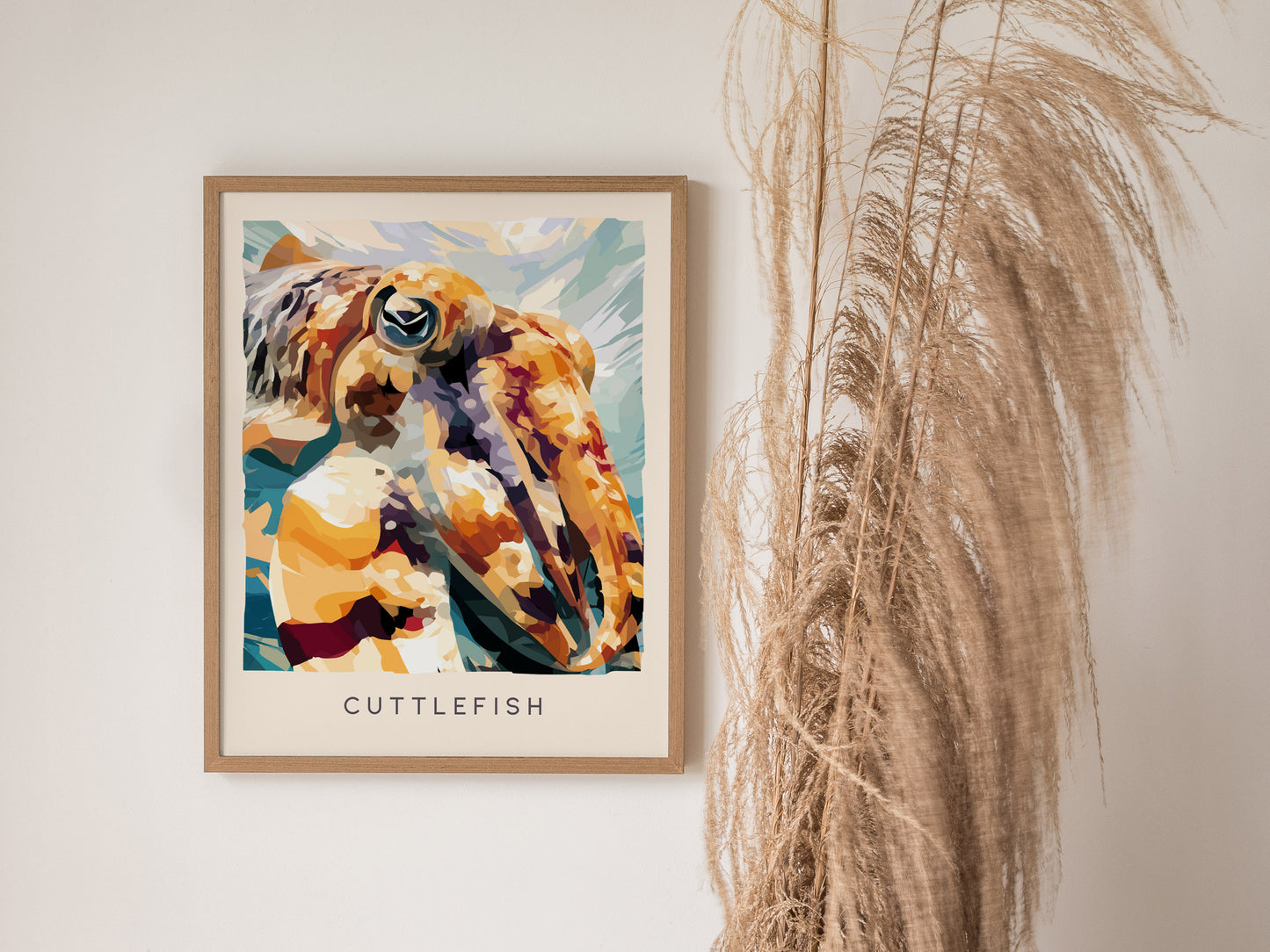 Cuttlefish Wildlife Poster | Vibrant Ocean Cephalopod Art Wall Art — styled in a modern interior