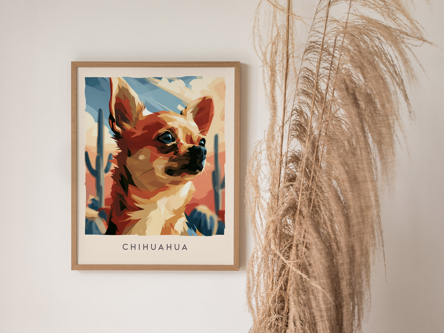 Chihuahua Poster | Bold Desert Dog Portrait Wall Art — styled in a modern interior