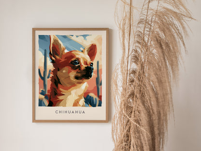 Chihuahua Poster | Bold Desert Dog Portrait Wall Art — styled in a modern interior