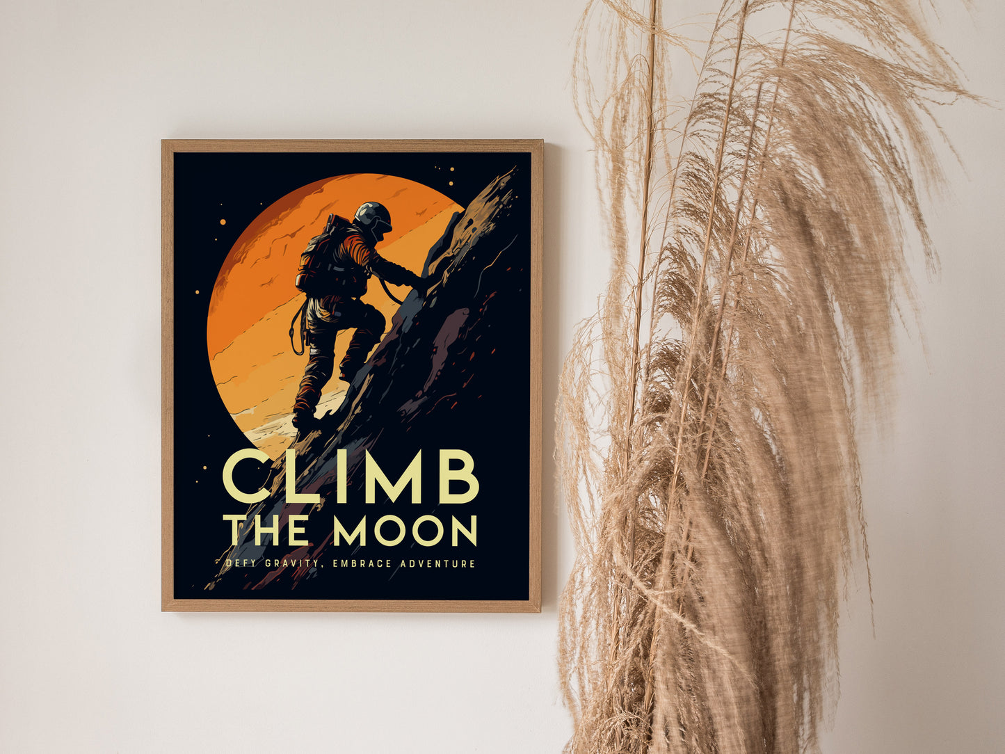 Moon Climbing Poster | Space Adventure Art for Kids
