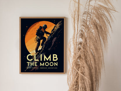 Moon Climbing Poster | Space Adventure Art for Kids