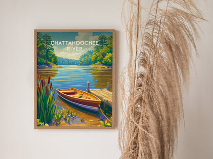 Chattahoochee River, Georgia Poster | Tropical Beach Print Beach House Decor Wall Art — styled in a modern interior